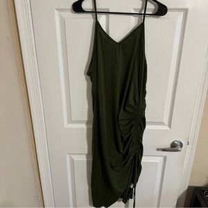 SHEIN Green Asymmetrical Ruched Slip Dress